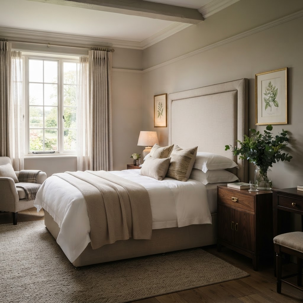 Elegantes Hotelzimmer im Ralinger Hof mit gemütlichem Bett